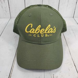Cabela's Club Ball Cap Hat Adjustable Baseball Trucker Snapback Olive Green GUC